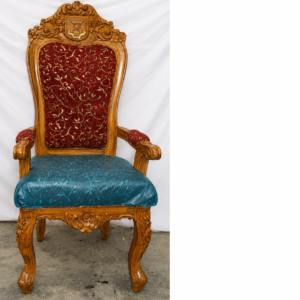 Royal Hand-Carved Solid Wood Upholstered Arm Chair