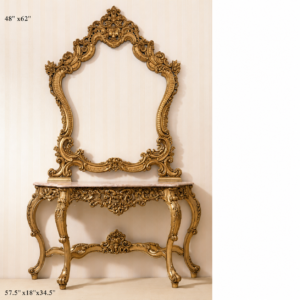 Royal Mahogany Finish Hand-Carved Solid Wood Console Table