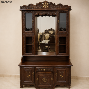 Royal Heritage Wooden Dressing Table with Display Cabinet & Mirror