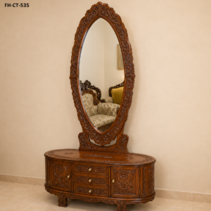 Royal Oval Mirror Solid Wood Dressing Table