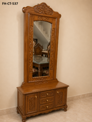 Classic Solid Wood Dressing Table with Full-Length Mirror