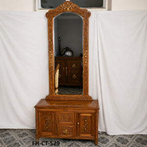 Classic Solid Wood Dressing Table with Full-Length Mirror