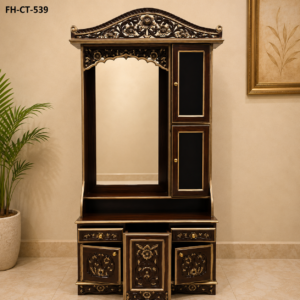 Royal Carved Solid Wood Dressing Table with Display Cabinet