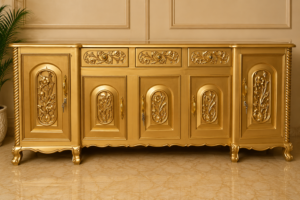 Luxury Royal Gold Solid Wood Sideboard Cabinet