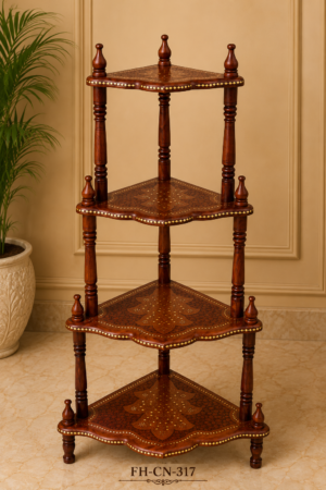 Handcrafted Wooden Corner Display Stand – 4 Tier