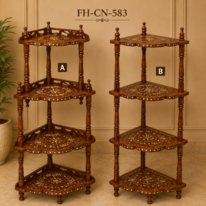 Handcrafted Wooden Corner Display Stand – 4 Tier
