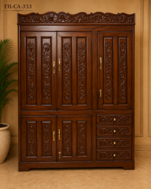 Handcrafted Solid Wood Multi-Storage Wardrobe with Drawers