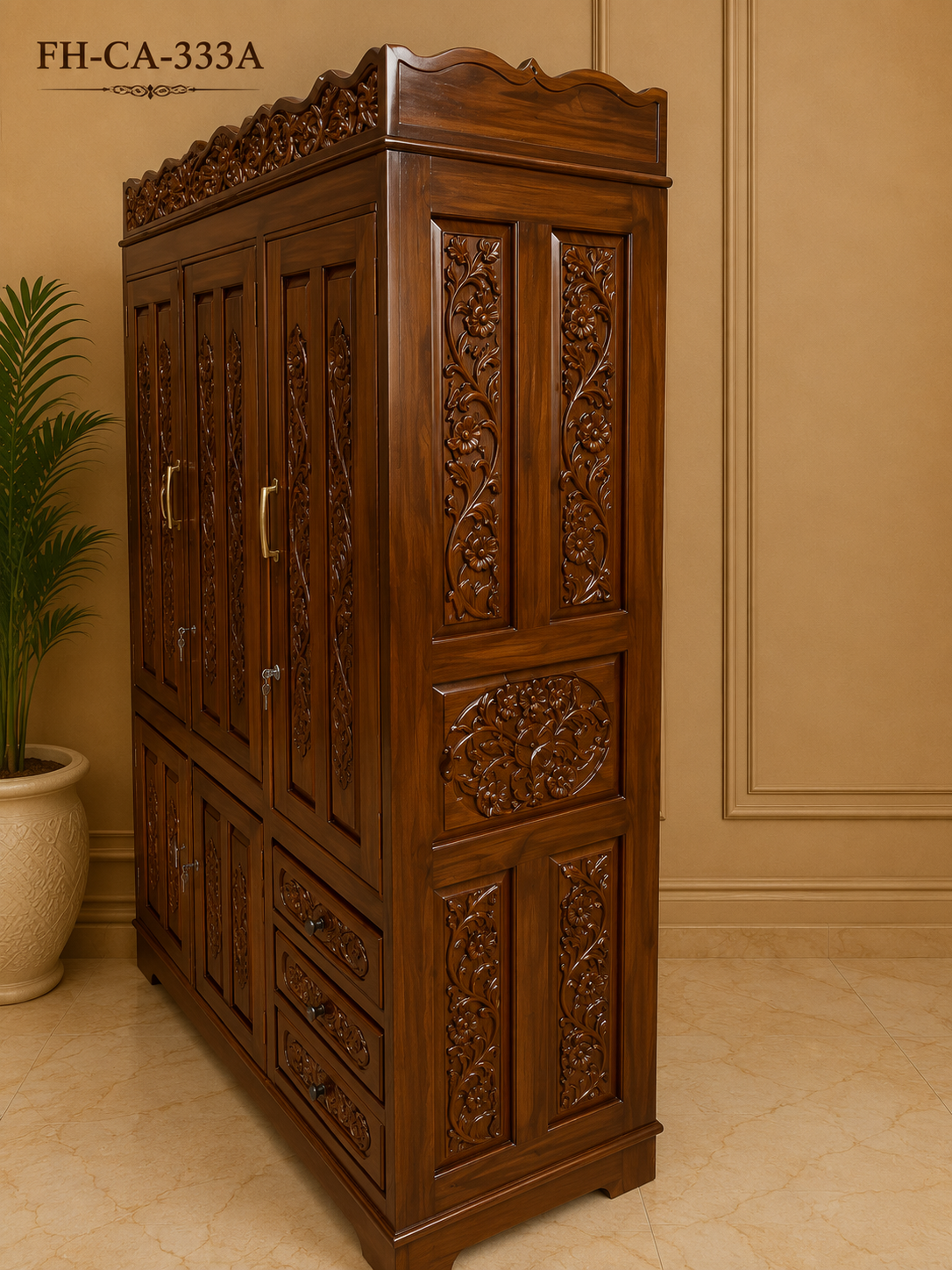 Handcrafted Solid Wood Multi-Storage Wardrobe with Drawers - Image 2