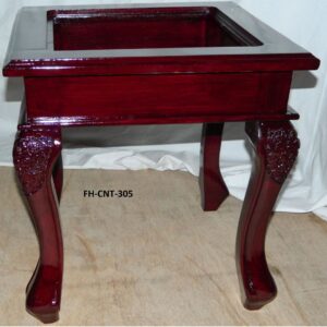 A premium Handcrafted Antique Wooden Center Table featuring a rich glossy wooden finish, elegant square tabletop design, carved decorative legs, and a classic traditional look. Designed to add luxury and sophistication, this table is perfect for living rooms, lounges, hotels, and premium interior spaces.