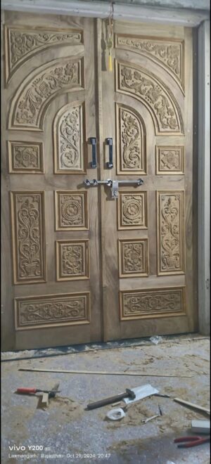 Royal Hand-Carved Double Wooden Door