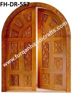 Arched Hand-Carved Wooden Double Door – FH-DR-557