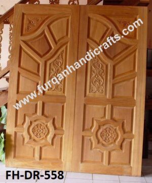 Classic Hand-Carved Wooden Double Door – FH-DR-558