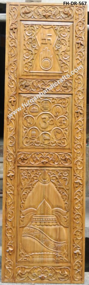 Traditional Hand-Carved Wooden Door Panel – FH-DR-567