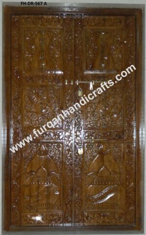 Traditional Hand-Carved Double Wooden Door – FH-DR-567 A