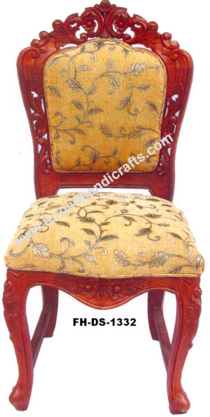 Royal Hand-Carved Floral Upholstered Dining Chair