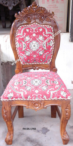 Royal Hand-Carved Upholstered Solid Wood Dining Chair