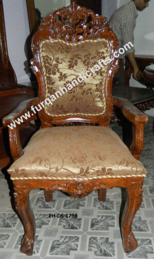 Royal Hand-Carved Upholstered Wooden Dining Arm Chair