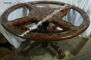 Royal Hand-Carved Round Solid Wood Dining Table Frame