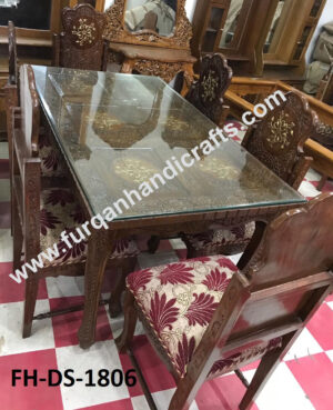 Royal Hand-Carved Solid Wood 8-Seater Dining Table Set