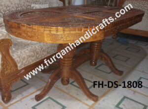 Royal Hand-Carved Oval Solid Wood Dining Table