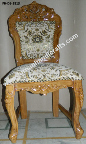 Luxury Hand-Carved Solid Wood Upholstered Dining Chair