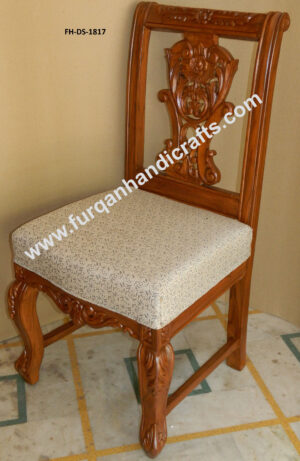 Luxury Hand-Carved Solid Wood Upholstered Dining Chair