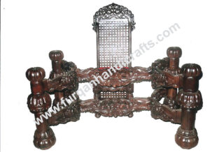 Royal Hand-Carved Wooden Cane Armchair