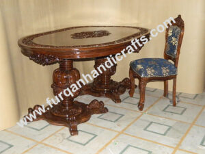 Royal Oval Wooden Console Table with Accent Chair
