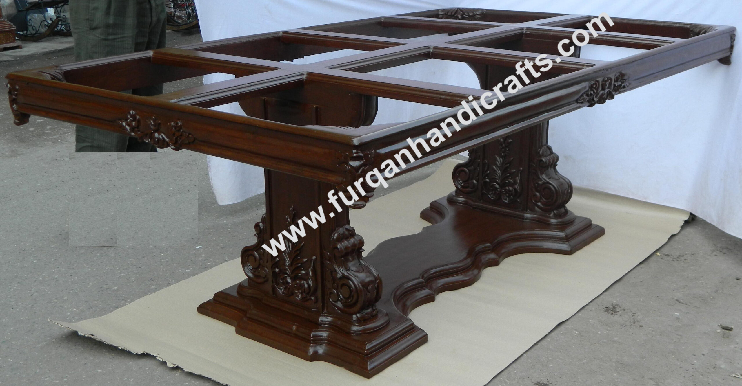 Royal Hand-Carved Wooden Dining Table Base