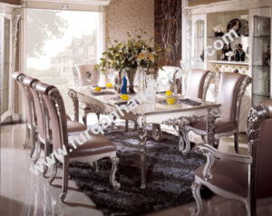 Luxury Carved Wooden Dining Table & Chair Set