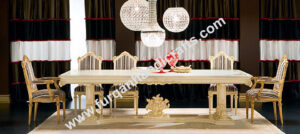 Grand Ivory & Gold Royal Dining Table Set