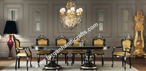 Luxury Black & Gold Royal Dining Table Set