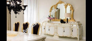 Luxury Ivory & Gold Dining Room Sideboard Set