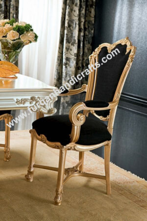 Royal Gold & Black Upholstered Dining Chair