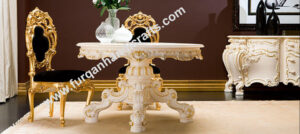 Royal Ornate Round Dining Table Set