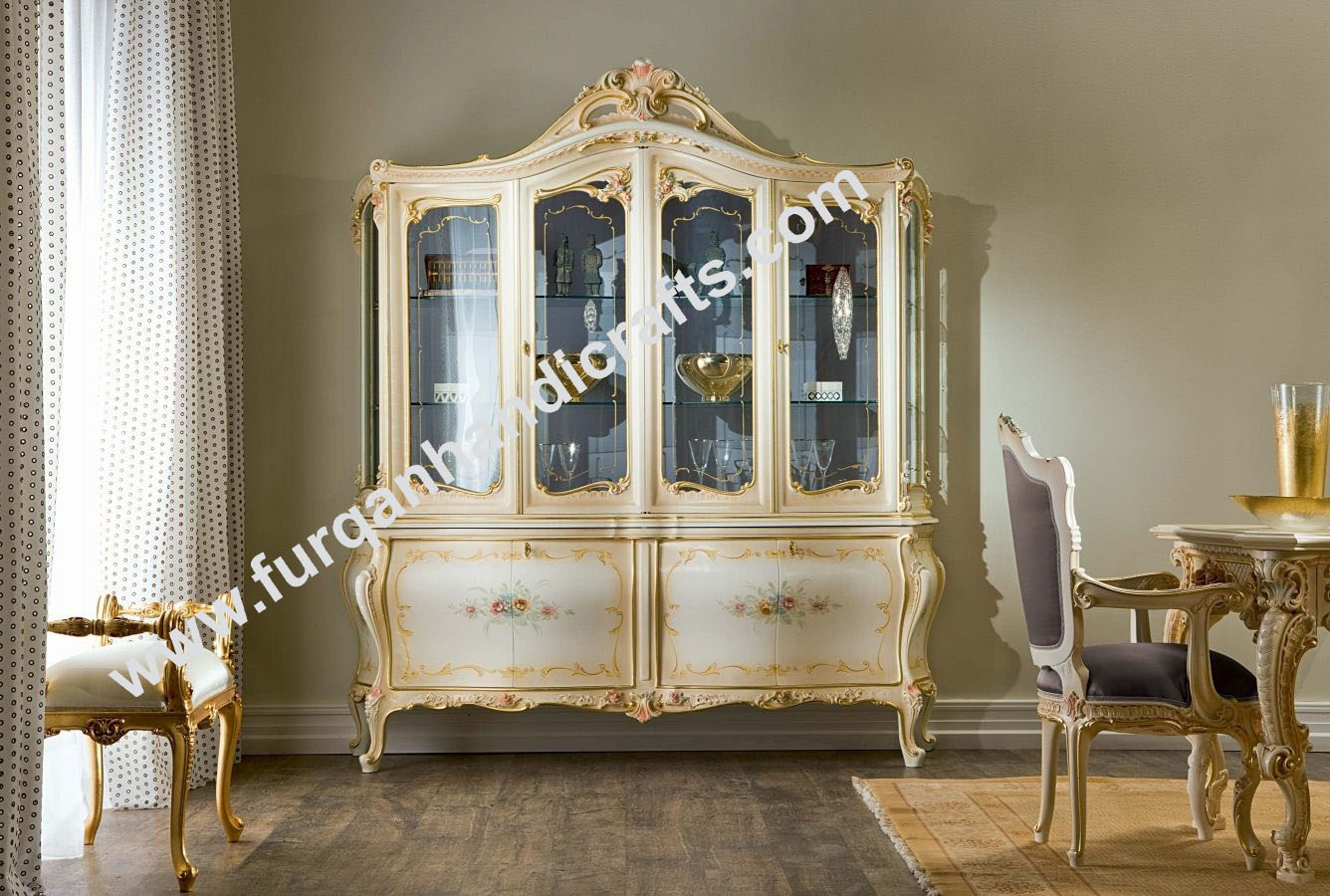 Royal French Provincial Glass Display Cabinet