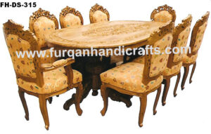 Royal Hand-Carved Oval Dining Table Set (8 Seater)