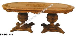 Royal Hand-Carved Oval Solid Wood Dining Table