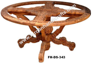 Royal Hand-Carved Round Solid Wood Dining Table Frame