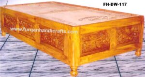 Hand-Carved Wooden Double Bed