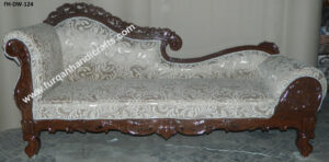 Luxury Hand-Carved Wooden Chaise Lounge