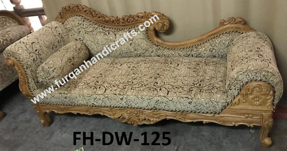Classic Hand-Carved Wooden Chaise Lounge