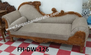 Royal Hand-Carved Wooden Chaise Lounge