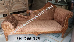 Royal Hand-Carved Wooden Chaise Lounge