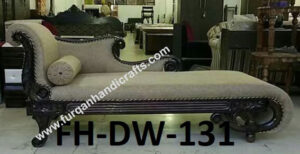 Royal Hand-Carved Wooden Chaise Lounge Sofa