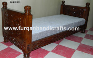 Hand-Carved Solid Wood Single Daybed