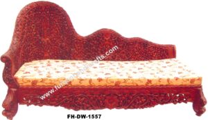 Royal Hand-Carved Wooden Chaise Lounge Daybed