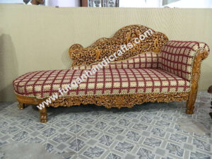Royal Hand-Carved Wooden Chaise Lounge