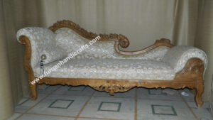 Royal French Hand-Carved Chaise Lounge Sofa