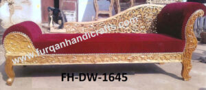 Royal Gold Hand-Carved Chaise Lounge Sofa